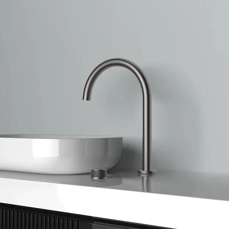 Bathroom Brass Basin Faucet Single Handle Two Holes Separate Bathroom Sink Tap 360 Rotating Widespread Hot Cold Mixer Basin Tap