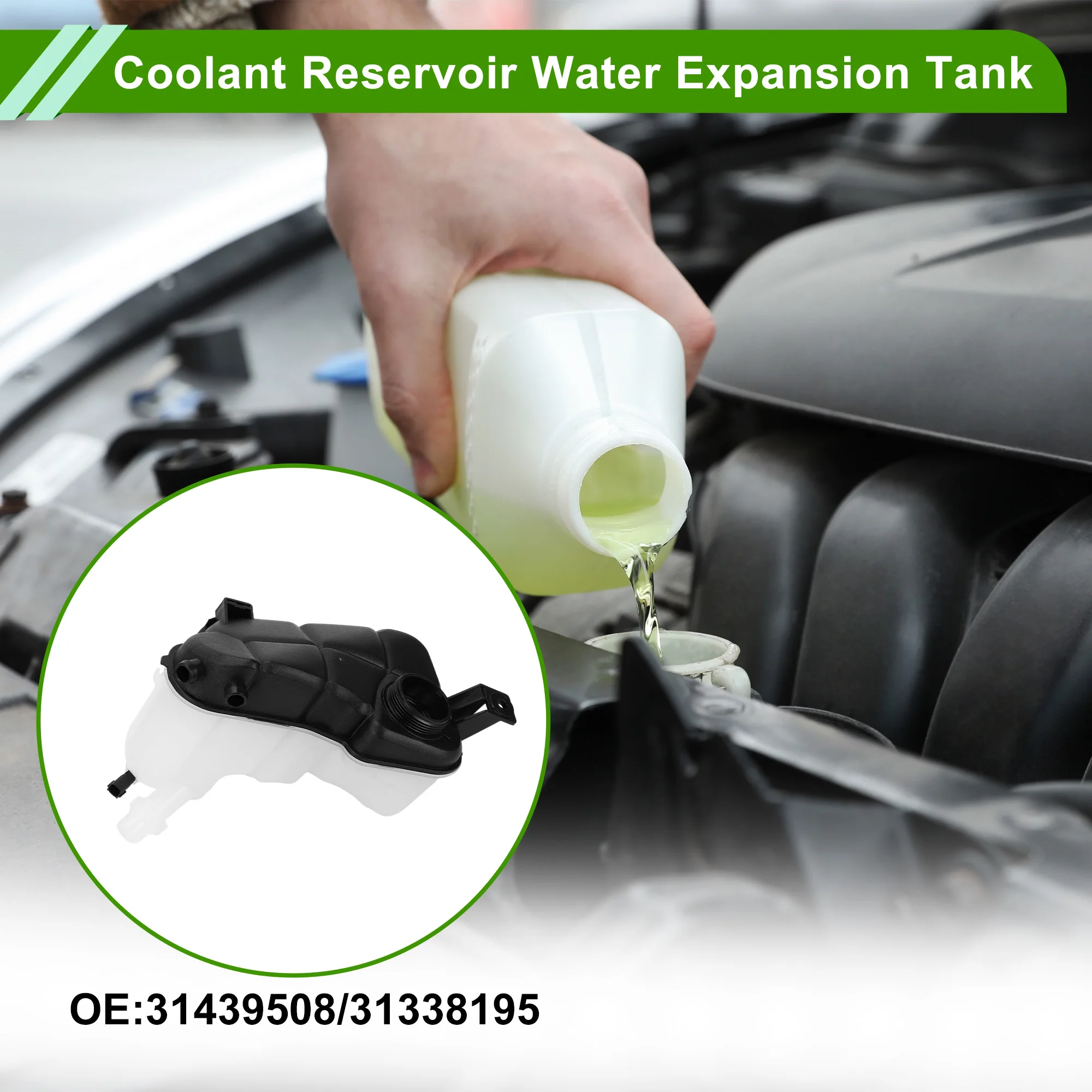 UXCELL Coolant Expansion Recovery Overflow Tank No.31439508/31338195 for VOLVO S60 S80 V60 XC60