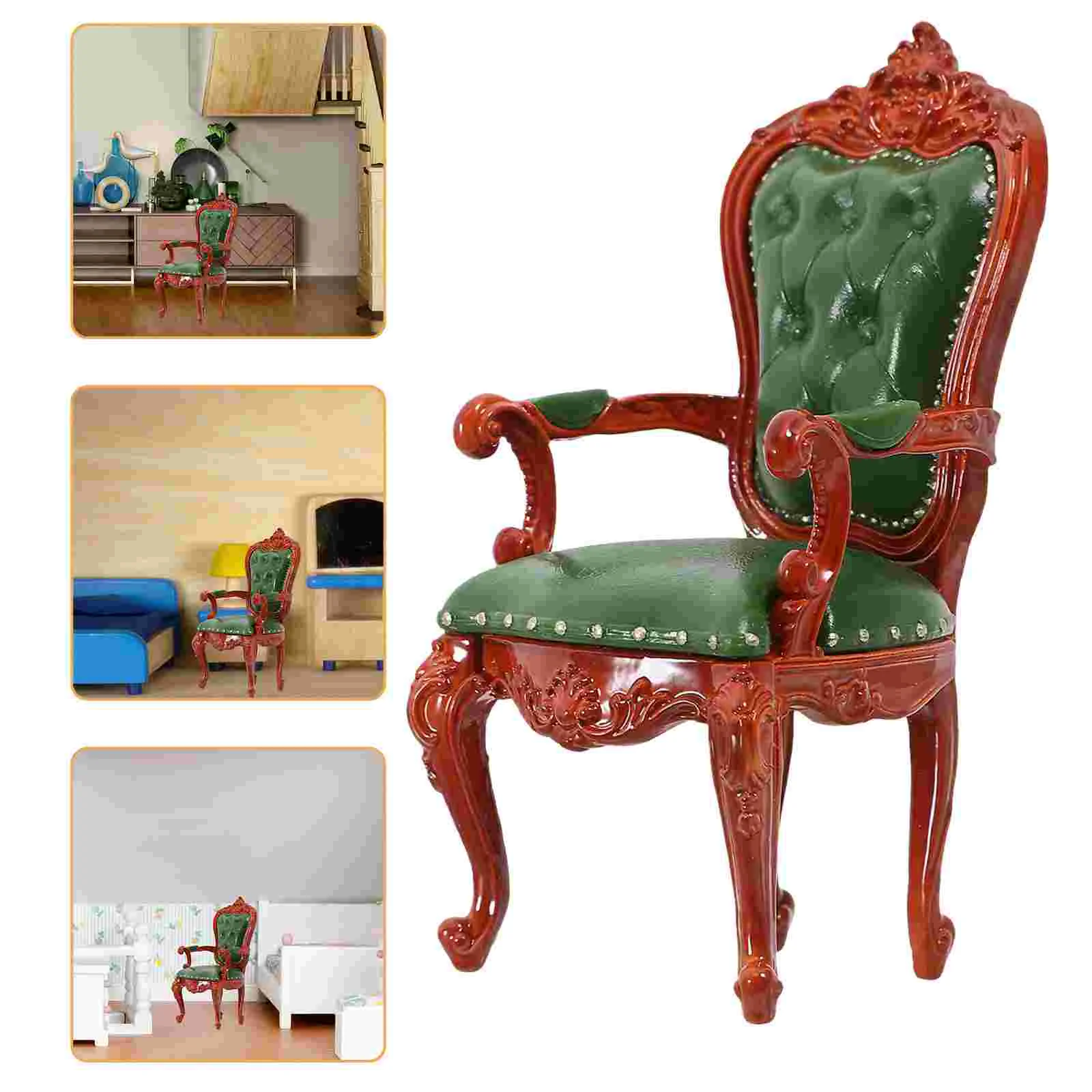 

Mini Victorian Bench Chair Dollhouse Chairs Furniture Retro Sofa Pvc Individual