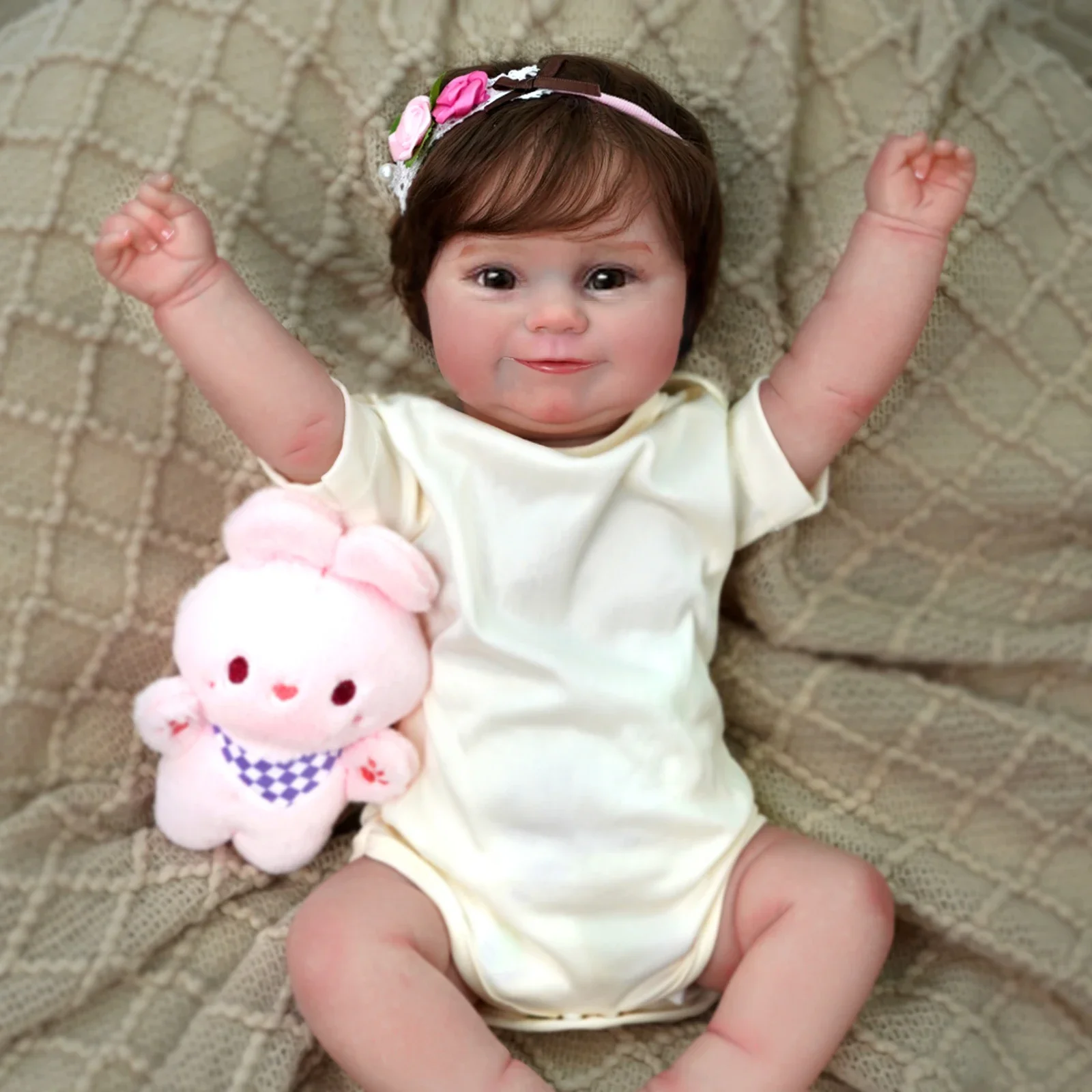 

Mire&Mire Full Vinyl Body Girl Waterproof Reborn Doll Maddie Hand-Detailed Painted with Visible Veins Lifelike Hand-Root Hair