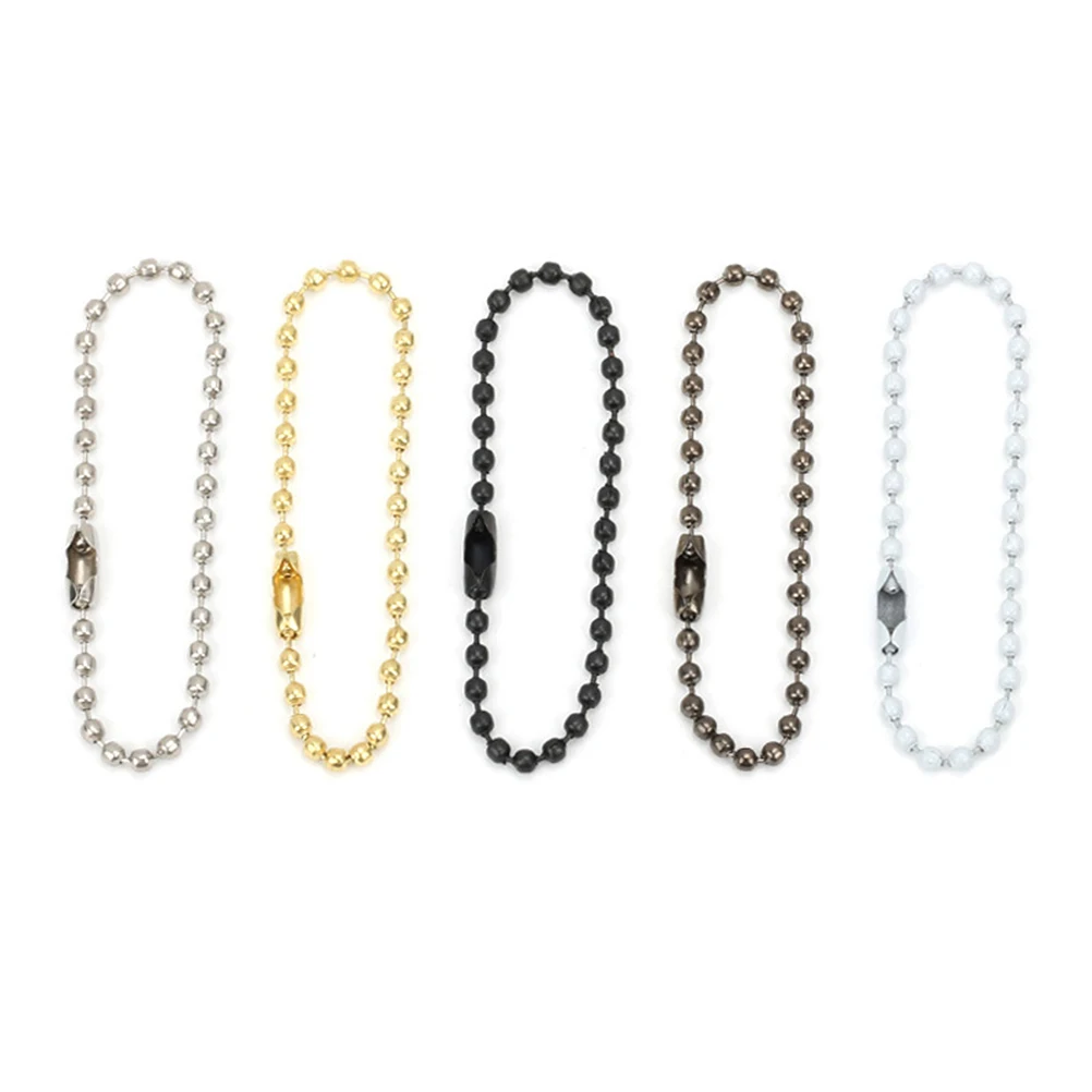 

50Pcs Ball Chain Metal Tag Adjustable Length Keychain Tag Long Bead Connector Rings for Nail Files Dog Tags Ball Chain