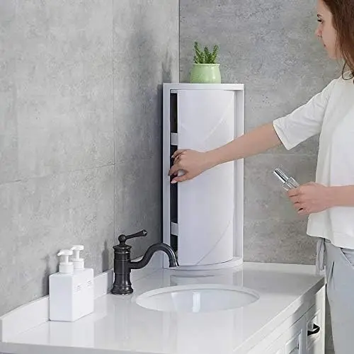 

Multifunction Bathroom Kitchen Corner Locker Cosmetic Storage Rack Cabinet Storage Shelf Rotating Triangle Shelf