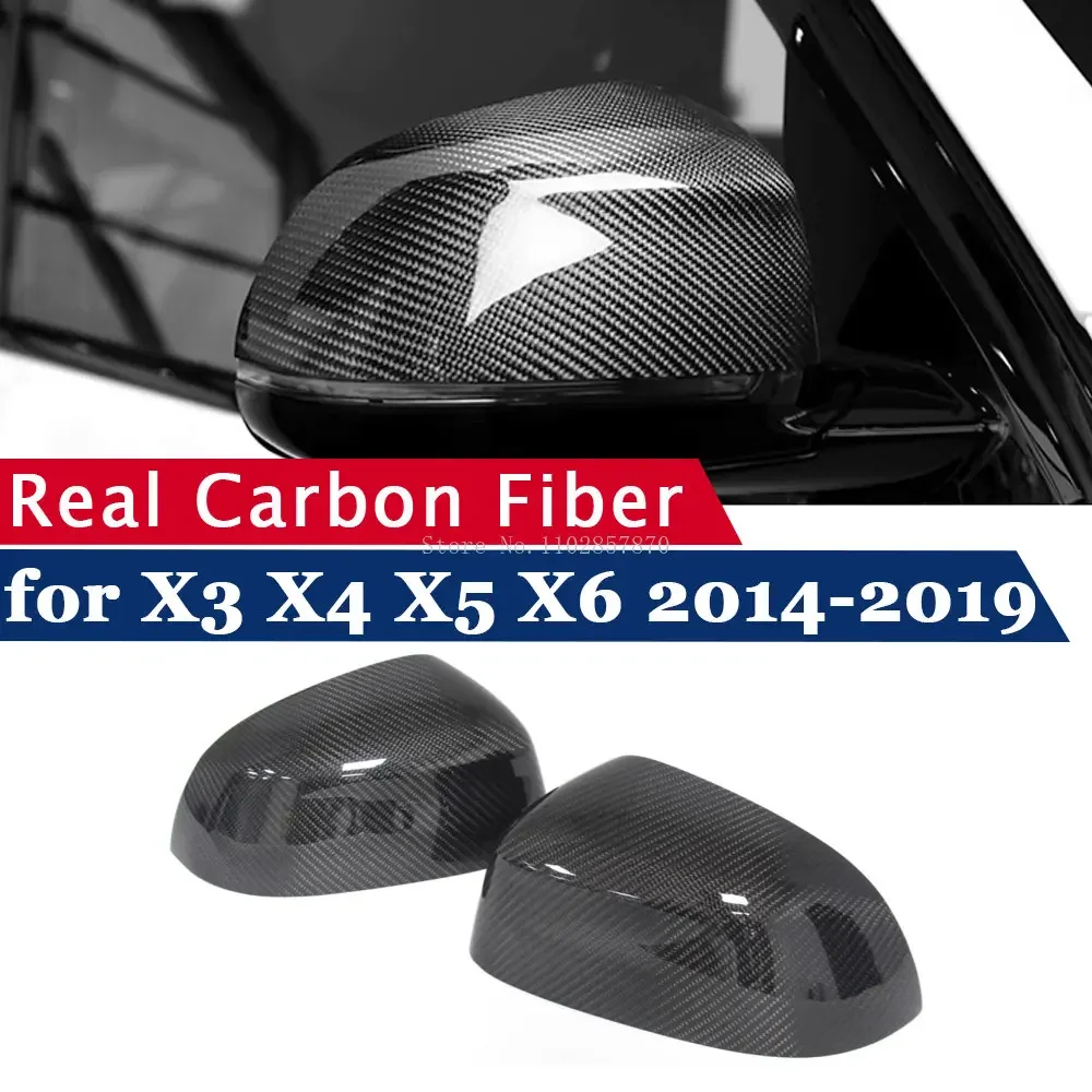 

Rearview Mirror Cover for BMW X3 F25 X4 F26 X5 F15 X6 F16 2014-2019 Real Carbon Fiber Side Mirror Shells Frame Case Protector