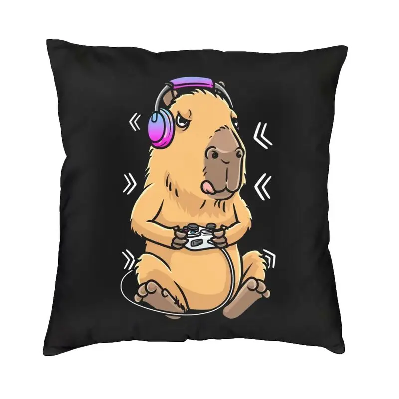 Custom Capybara Gamer Gaming Cushion Cover Giant Cavy Rodent Floor Pillow Case for Living Room Fashion Pillowcase Home Decor