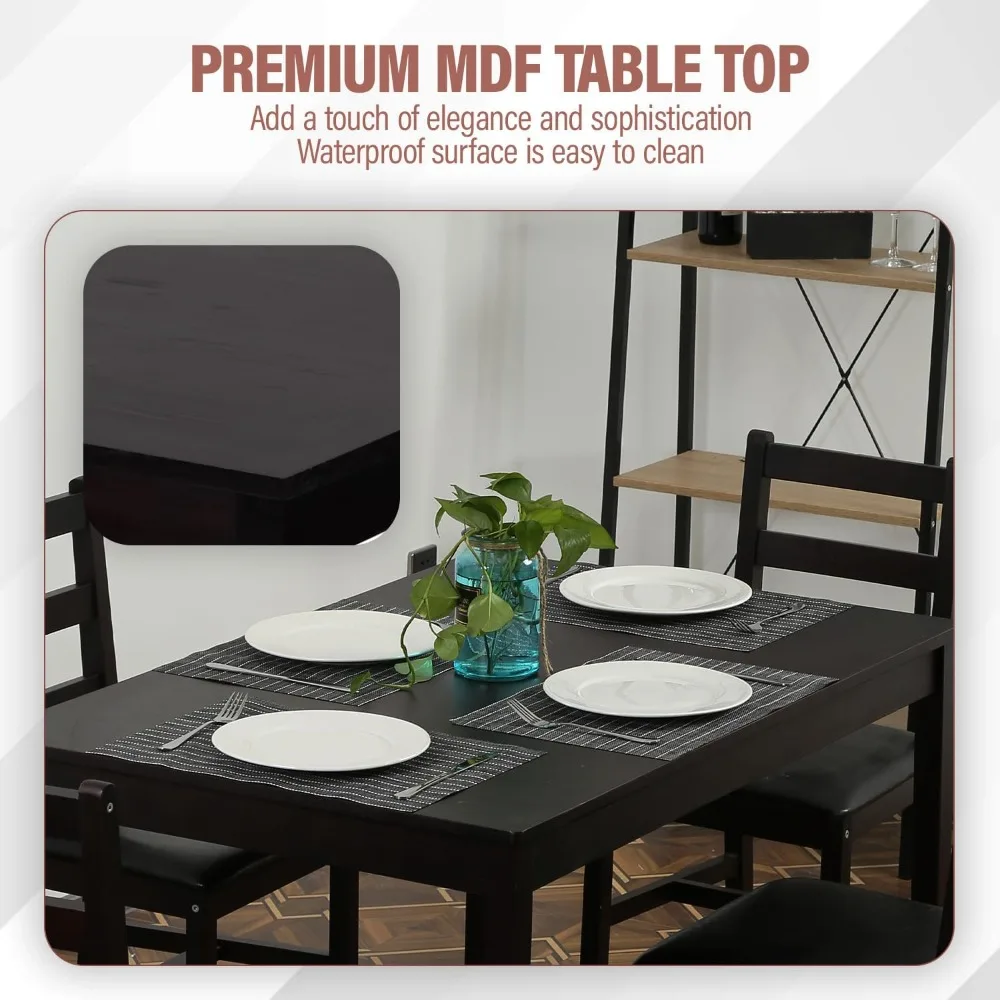 

5 Pieces Kitchen Dining Room Set Dining Kitchen Table and Chairs Mid Century Style Wood Dinette Table Set for Home Family