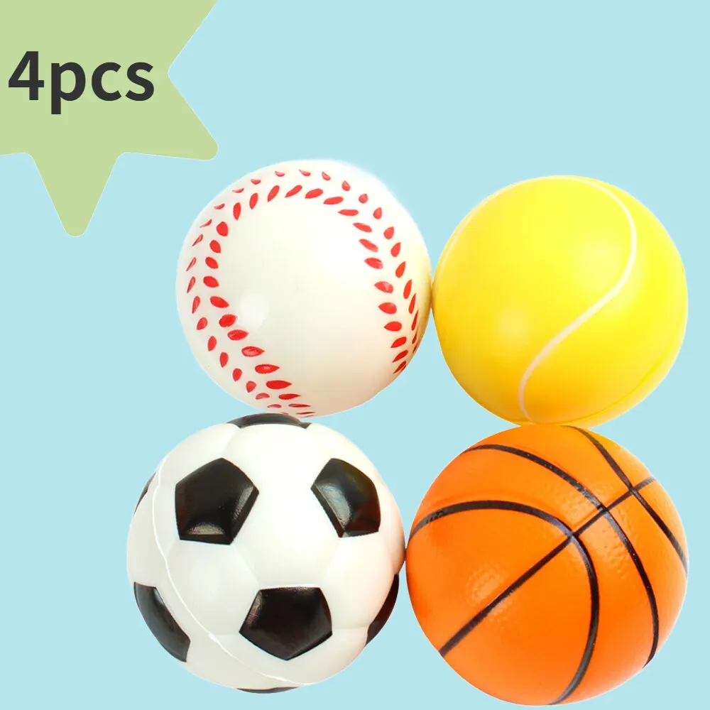 4pcs Solid Sponge Soft Ball Children Sports Basketball Football Toys Decompression Release Ball