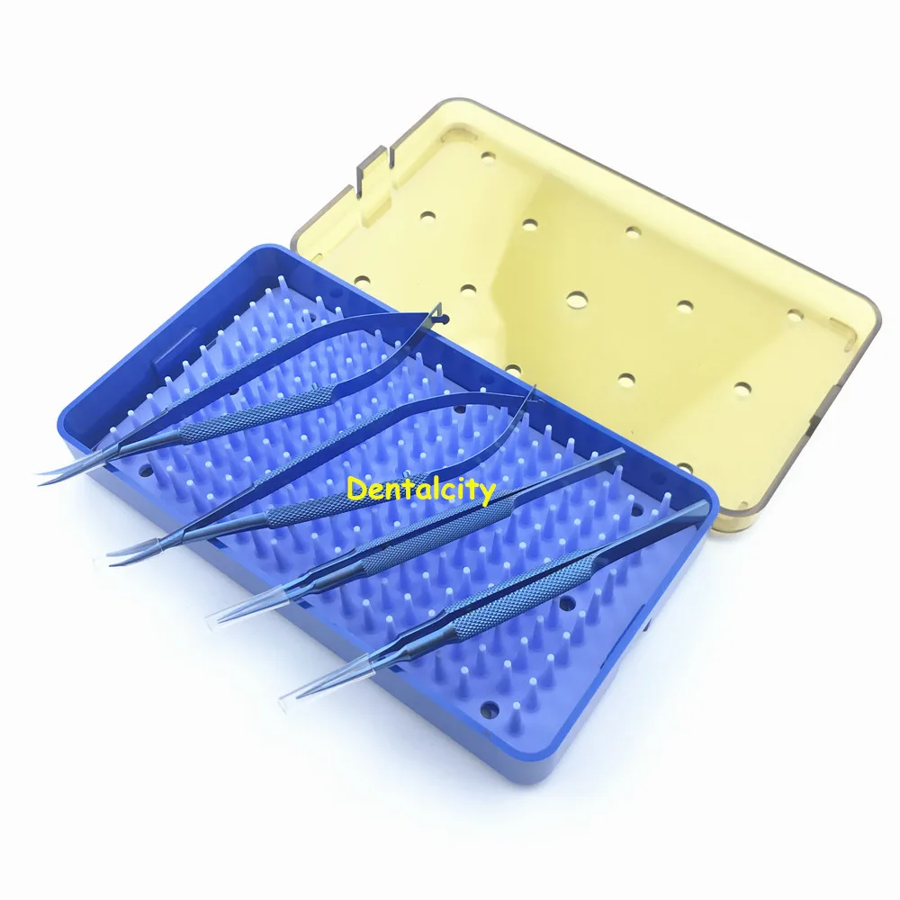 4pcs titanium Ophthalmic instrument set forcep needle holder scissor with Silicone Sterilization tray