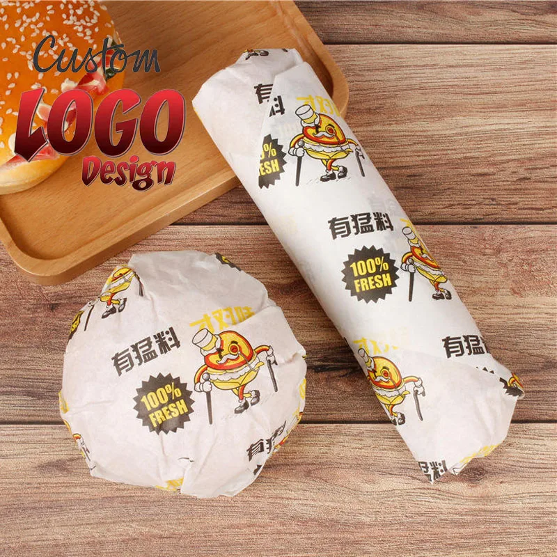 custom LOGO printed greaseproof sandwich food wrap wrapping restaurant burger paper