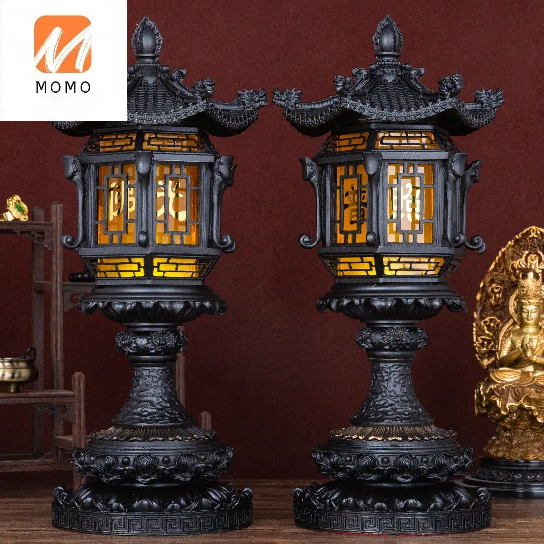 Buddha Front Buddhist Buddha Lamp Domestic Sanctuary Lamp Guanyin Lotus Lamp Plug-in Led Buddha Lamp a Pair of Buddhist Hall