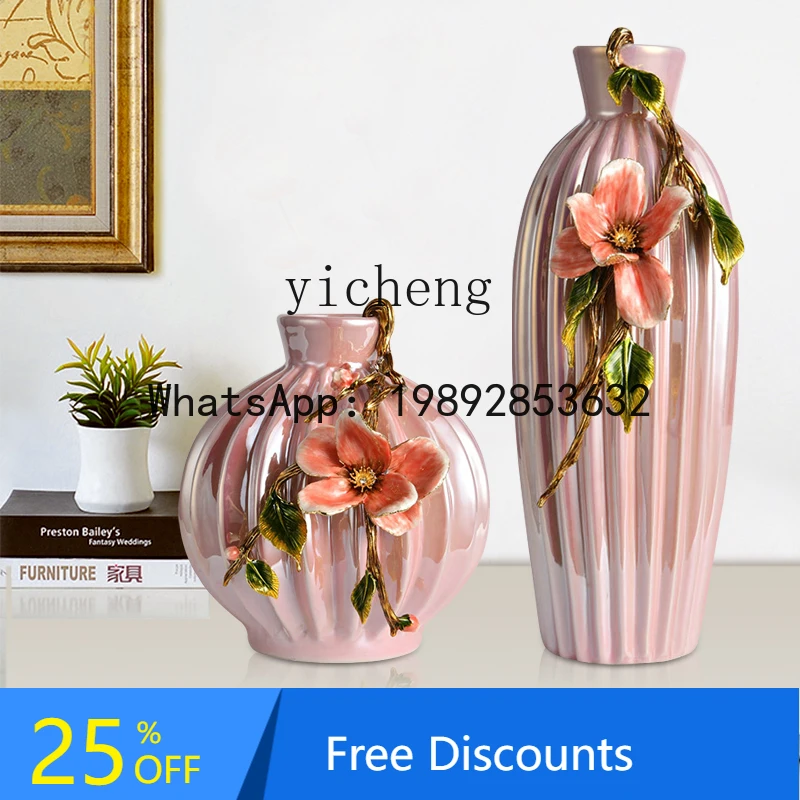 

enamel ceramic vase living room dining table flower arrangement ornament porch TV cabinet high-end decoration