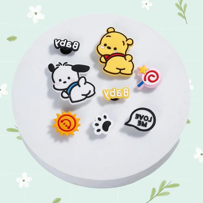 

8pcs Winnie-the-Pooh Kawaii Pochacco Shoe Buckle Set DIY Removable Cartoon Decorations for Girls Shoe Accessories Gift