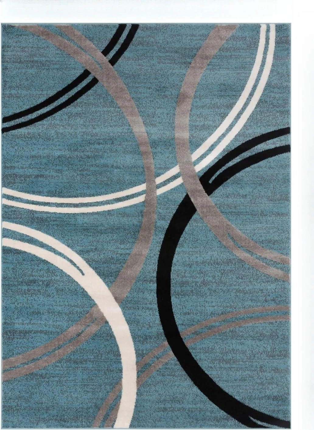Rugshop Modern Wavy Circles Design Area Rug, Fade-Resistant Carpet for Living Room, Bedroom, or Dining Room, Blue, 5'3