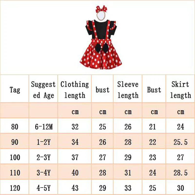 2Pcs/Set Cartoon Polka Dot Baby Girl Evening Dresses Bow Kids Birthday Party Princess Toddler Children Minnie Mouse Clothes Suit