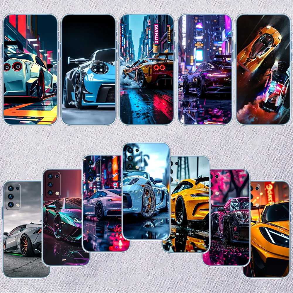 IW26 Supercar Car Transparent Phone Case for Samsung Galaxy A04 A04S A14 A23 A34 A54 M23 M33 M52 M53