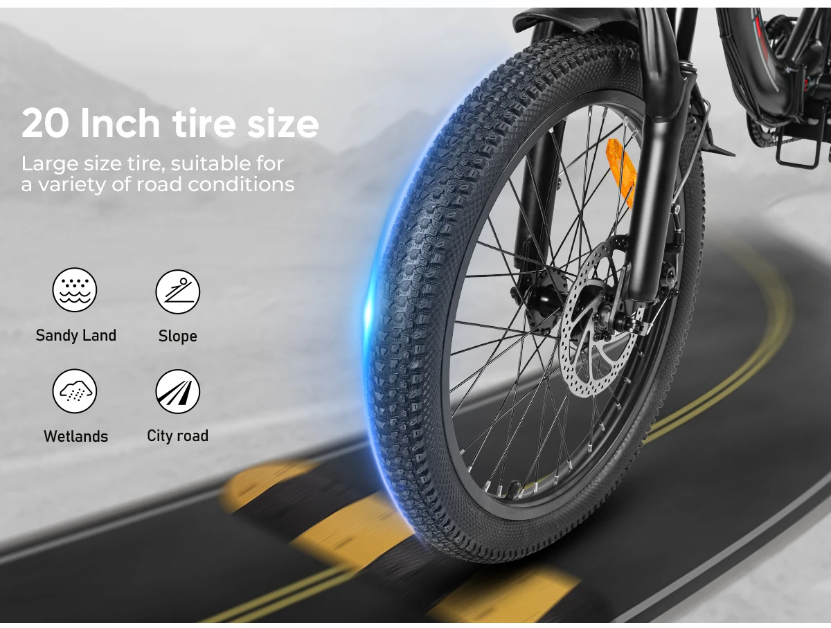 Samebike CY20 Faltbares Elektrofahrrad 250W mit 36V 12Ah Herausnehmbarer Akku, 20 Zoll E-Bike für Erwachsene, 7-Gang, 25 km/h und Reichweite bis 40-60km – Detail 8