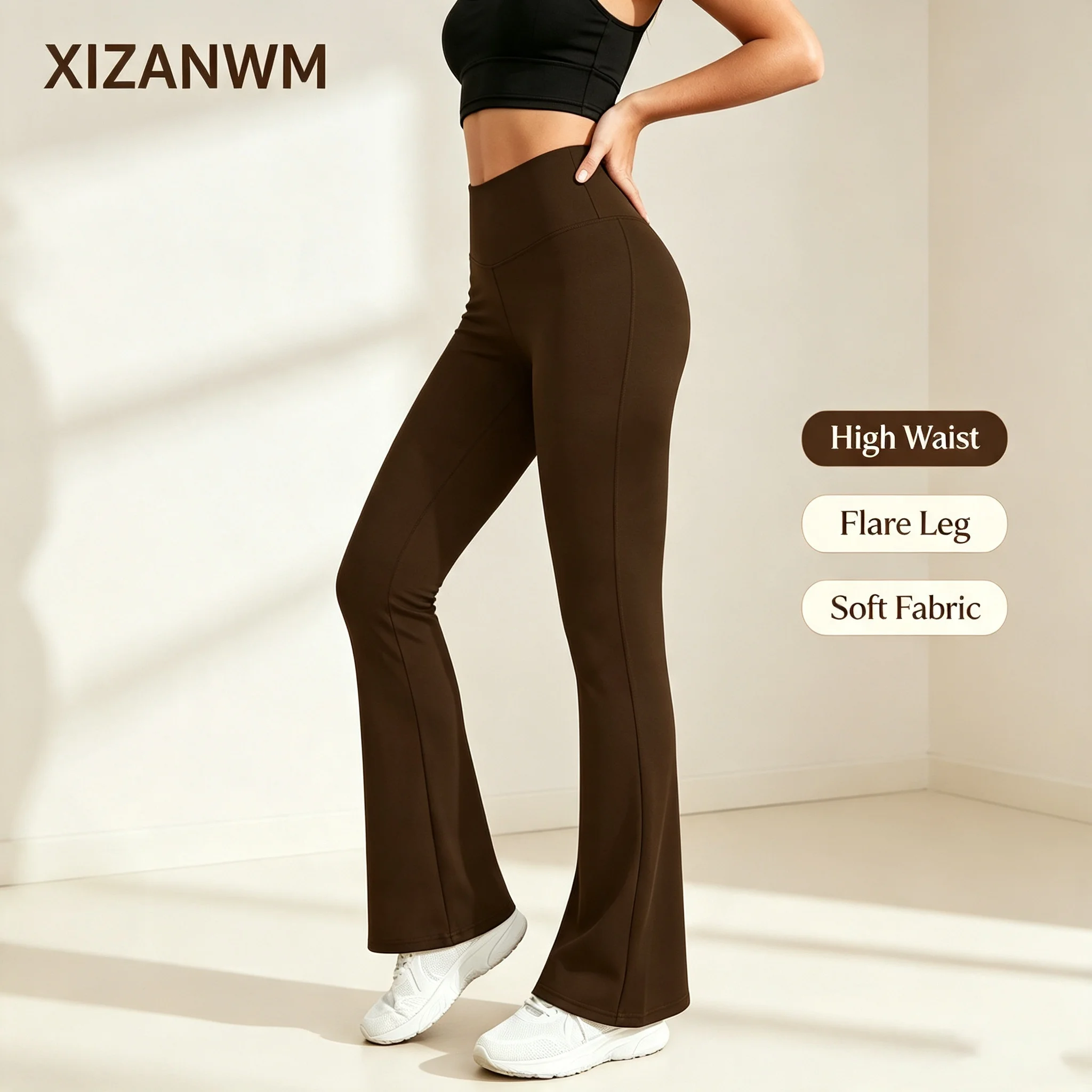 High-end Women Yoga Leggings Slim Yoga Pants High Waist Wide Leg Pants Booty Lifting Gym Casual Sports Leggings Streetwear