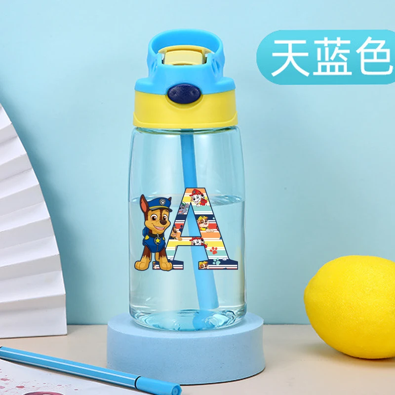 Paw Patrol Kawaii Wasserbecher mit Zeichnung für Jungen und Mädchen, Cartoon-Buchstaben bedruckte Tassen, Studenten, tragbare Sport-Wasserflasche, Kindergeschenk