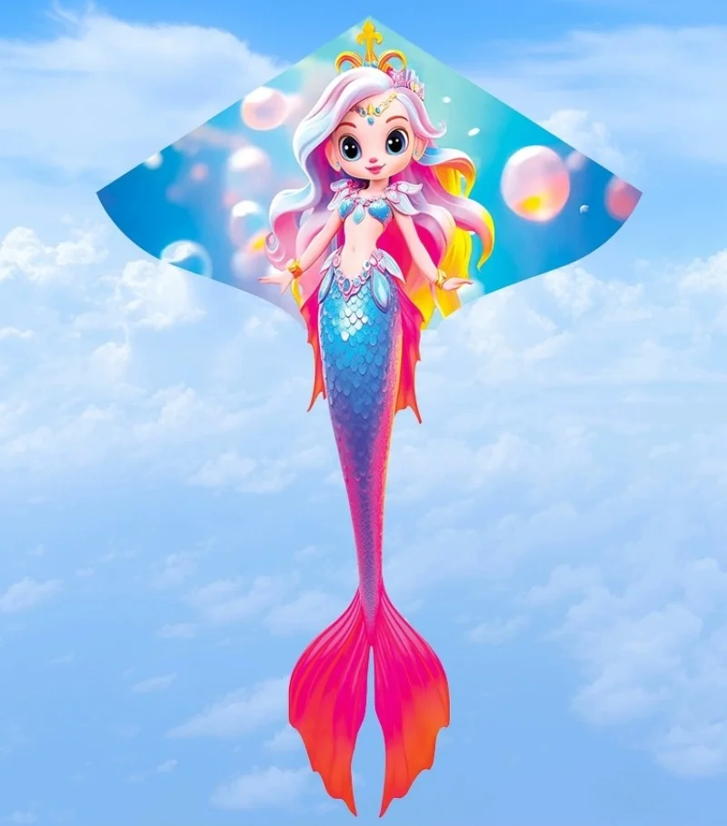 free shipping mermaid kite cartoon kite for kids beach kite flying snake cometa profesional kites flying showkite гамак fabric