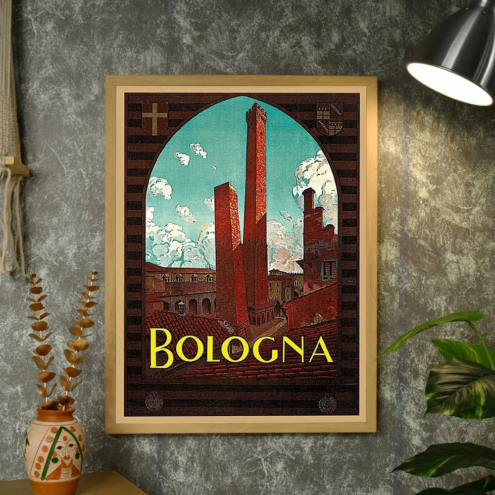 خمر بولونيا إيطاليا قماش جدار الفن السفر التصوير يطبع أوروبا سيتي سكيب صور ديكور المنزل هدية #4
