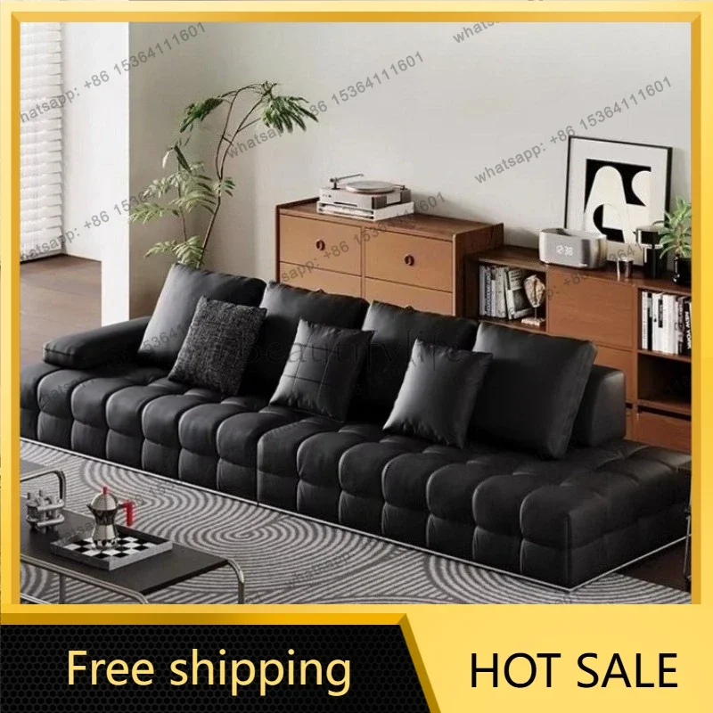 Home Furniture Luxury Modern Italian Lawrence Big Black Cow Sofa Couchs Genuine