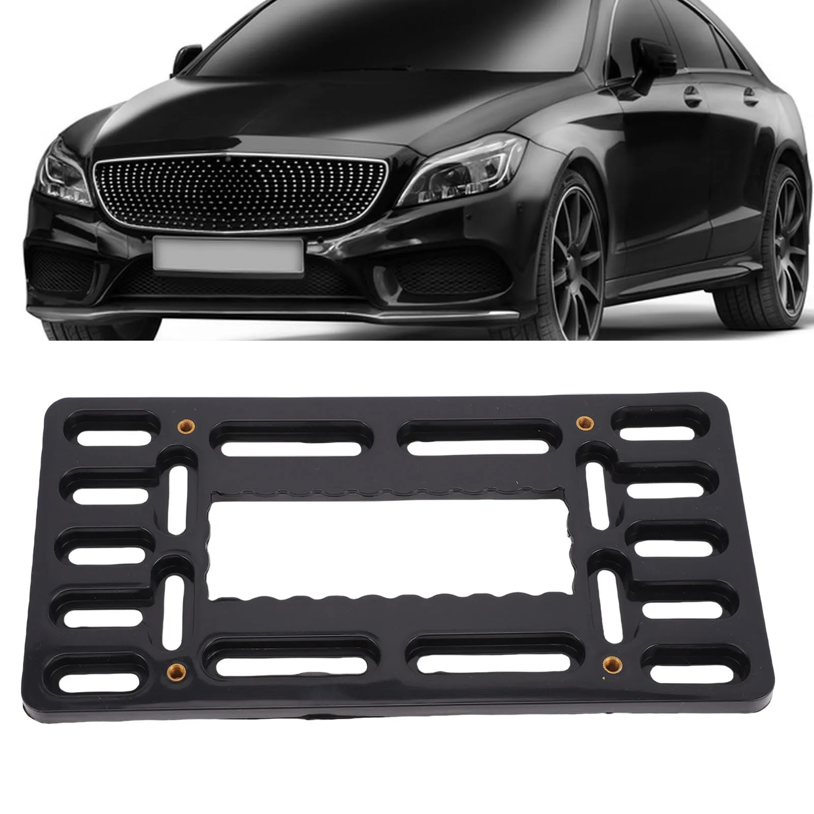 

Front License Plate Bracket Holder Mounting Kit Black ABS Plastic Bumper Car Tag Frame Mount Adapter America Standard