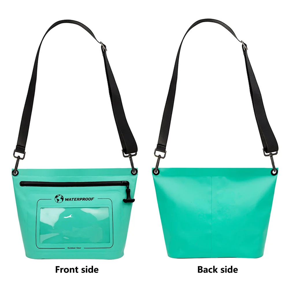For Pool Parties Cyan Waterproof Shoulder Bag PVC Material Outdoor Bag Airtight Zipper Pouch Sturdy Pvc Fabric