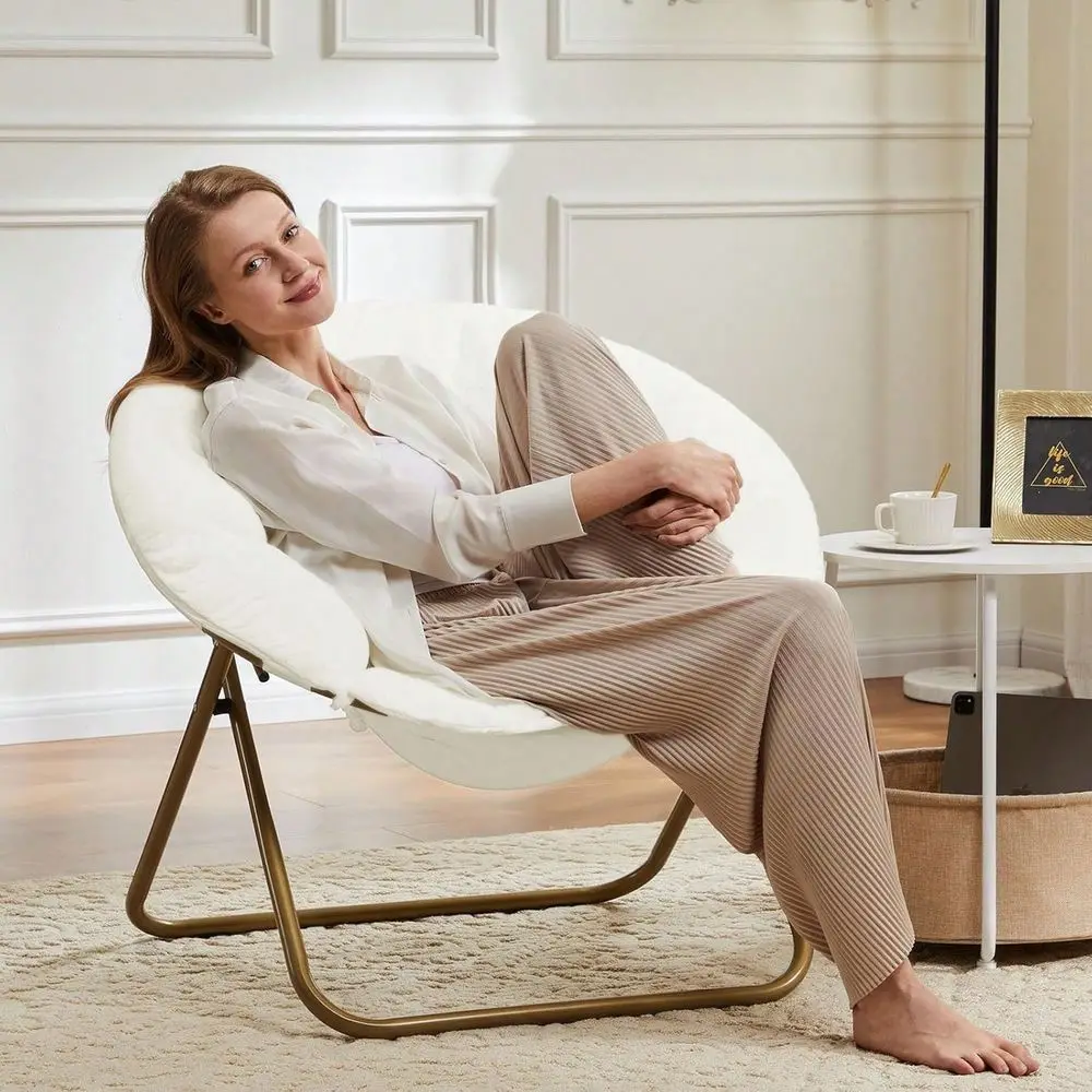 

Sillas Para Comedor ChairsSaucer Chair For Adults, Teens, Faux Fur XL Circle Chair For Bedroom, Dorm Gaming, Foldable Comfy Acce