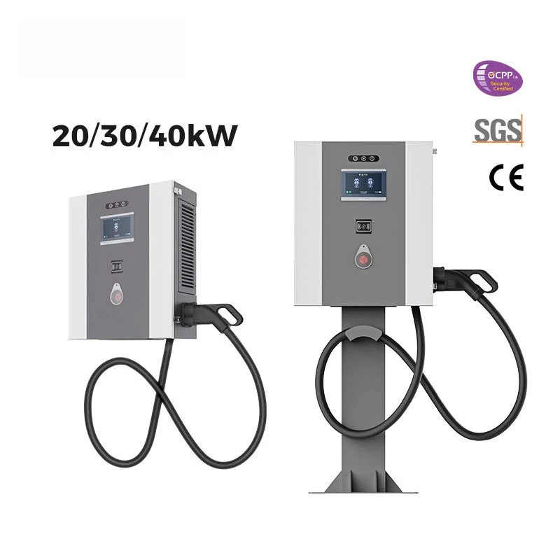 CCS2 30kW DC EV Charger Outdoor IP54 Wallbox DC Charger with Smart OCPP Network Control for Restaurant Guest Parking Lots