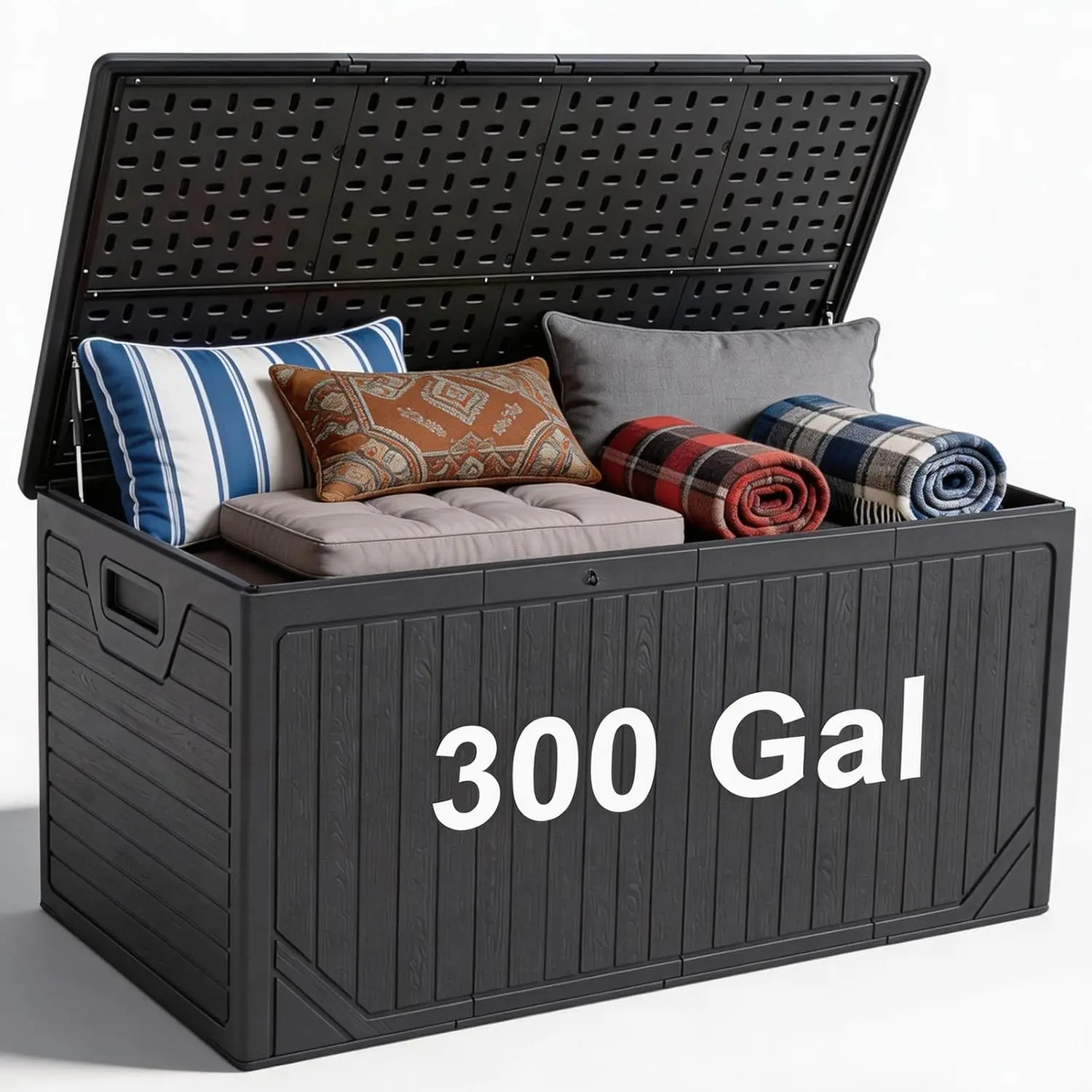 300 Gallon Outdoor Storage Deck Box, Extra Large Waterproof Resin Storage Box for Patio Cushions, Garden Tools, Pool Supplies