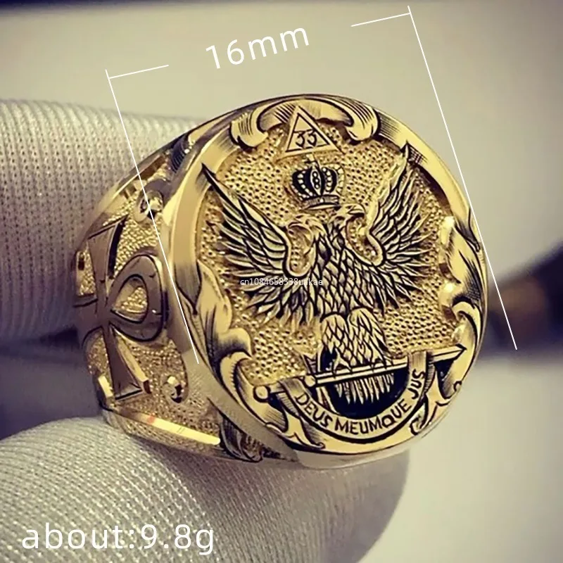 Mens Jewellery Vintage Gold Color Crown Double-Headed Eagle Rings for Men Royal Aristocrat Eagle Punk Style Rock Biker Jewelry