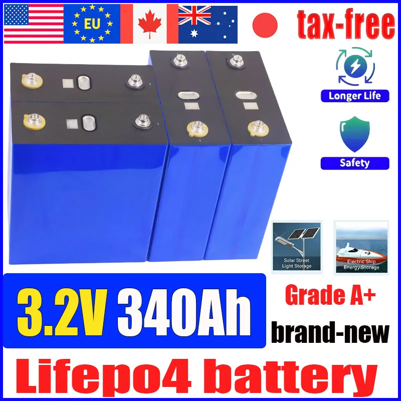 

Класс A 3,2 В 340 Ач Lifepo4 аккумуляторная батарея 10000 циклов DIY 12 В 24 В 48 В RV EV лодка для гольфа на солнечной батарее для кемпинга без налога