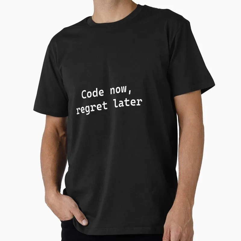 Code Now, Regret Later Short Sleeve Graphic T‑Shirt for Programmer Software Engineers Geek IT Developer Fan Gift Tees S-6XL