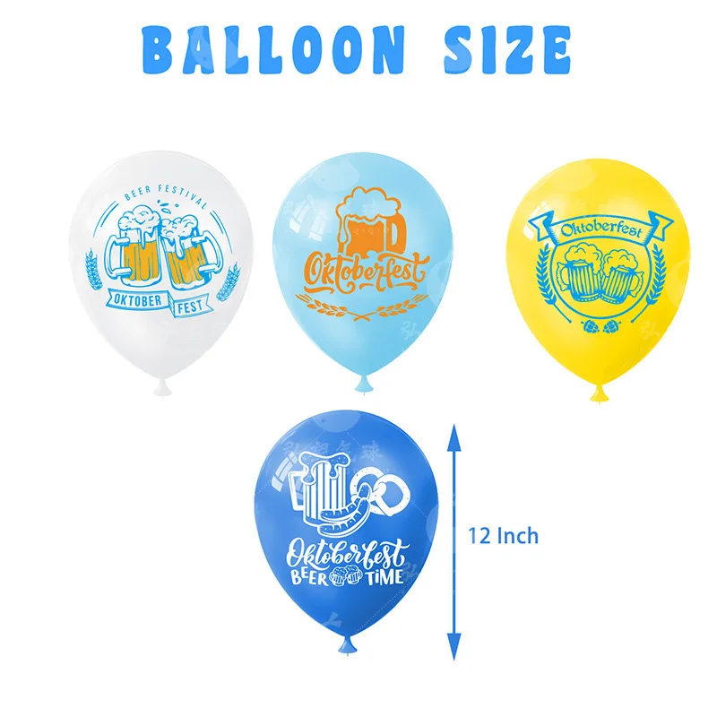 Germany's Oktoberfest Latex Balloon Set, October Party Supplies, 12 