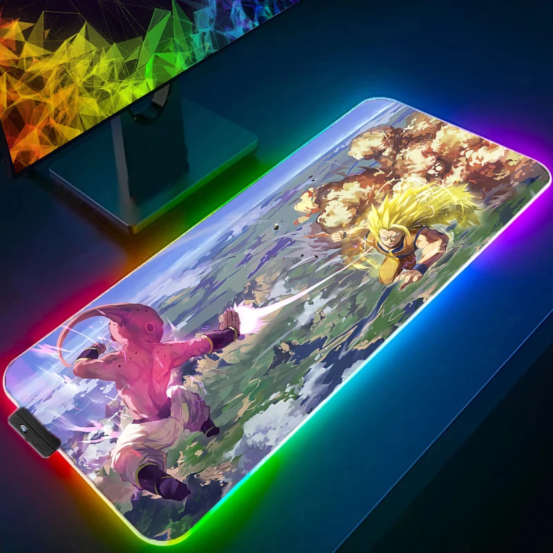 Dragon Ball Majin Buu Computer MousePad LED Gamer Mouse Pads XXL Gaming Mousepad Desk Mause Pad RGB Keyboard Mouse Backlight pad - Image 6