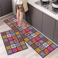 Alfombrilla de estilo étnico bohemio para cocina, alfombra antideslizante para pasillo, entrada, balcón y puerta