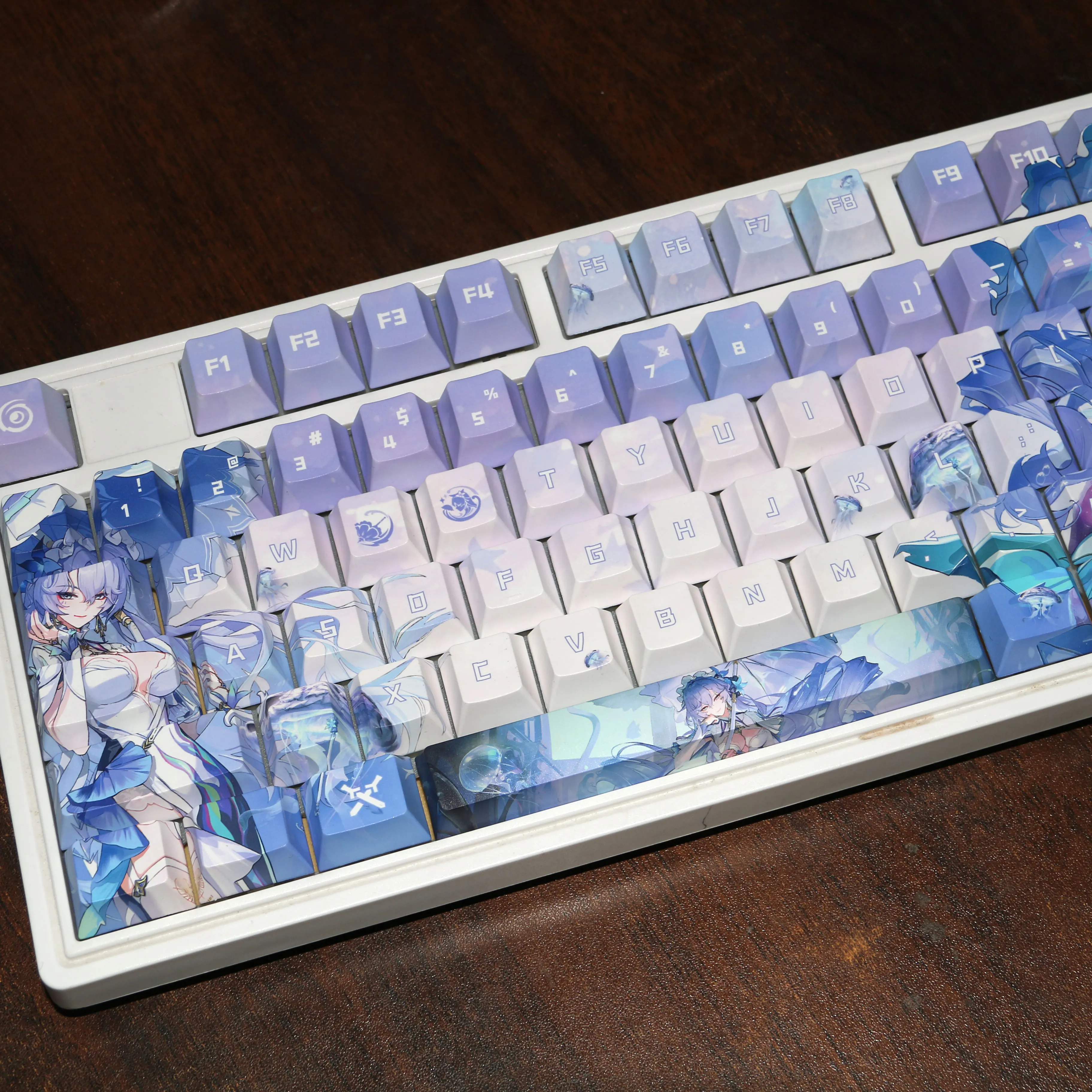 

120-клавишные колпачки для клавиш Wuthering Waves Cantarella Chreey PBT, аниме, игры с боковым принтом, прозрачные милые колпачки для механической клавиатуры Dye-Sub