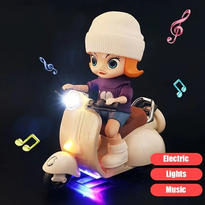 Creative Motorcycle Toy, 360 Degree Rotating Light Music Electric Motorcycle For Girls Kids Children, Electric Mini Motorcycle