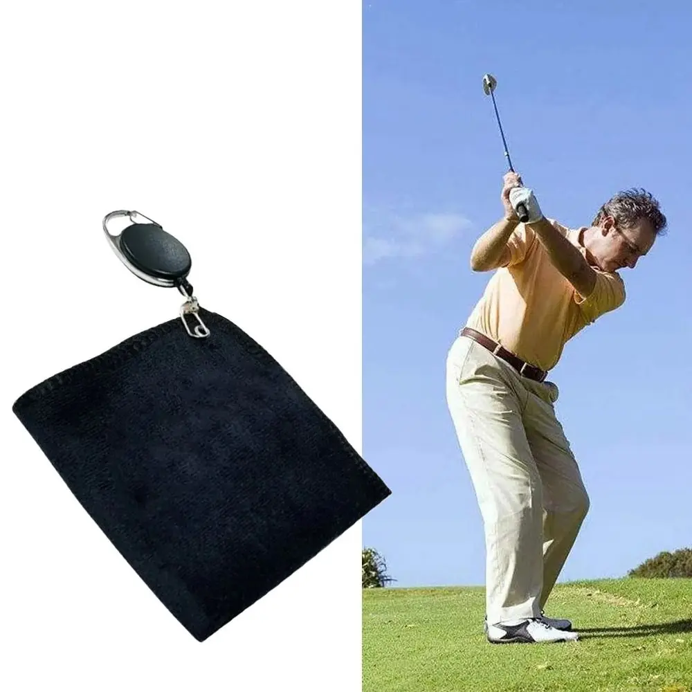 Square Towel Cotton Golf Towel with Retractable Soft Golf Wet and Dry Towel With Hook Tool Cleaner Golfer