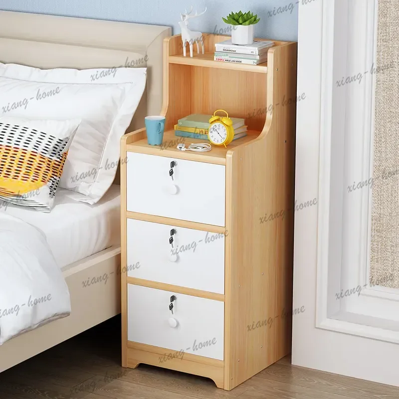 LSOrganizer Narrow Nightstands Classic Bedroom Small Wood Drawer Nightstands Bedside Nordic Comodino Camera Da Letto Furniture