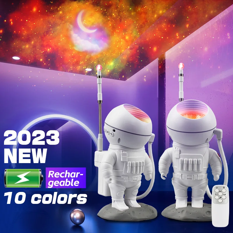 Proyector de luz Led de galaxia astronauta, lámpara recargable con Usb, Luna, luz de noche, decoración de pared para habitación, hogar, regalos de cumpleaños para niño