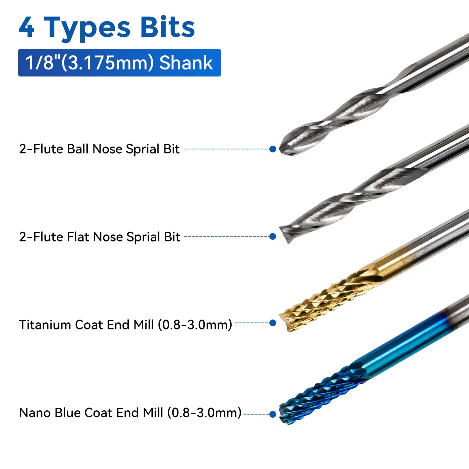 40pcs End Mill Bits Set 1/8