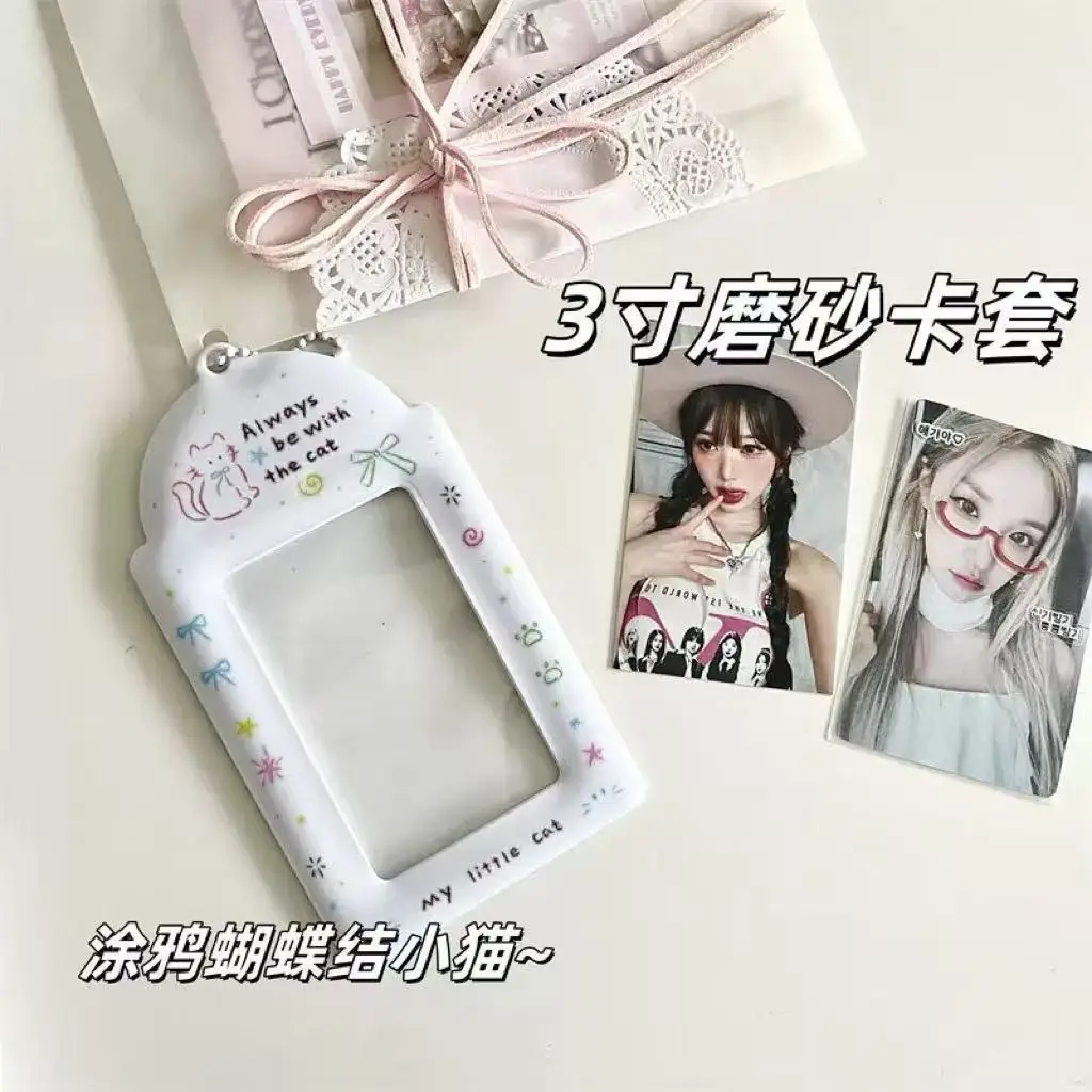 Bowknot PVC Card Sleeves, Cute Card Holder with Pendant, for Kpop Photocard, Campus Card, Meal Card Display & Storage