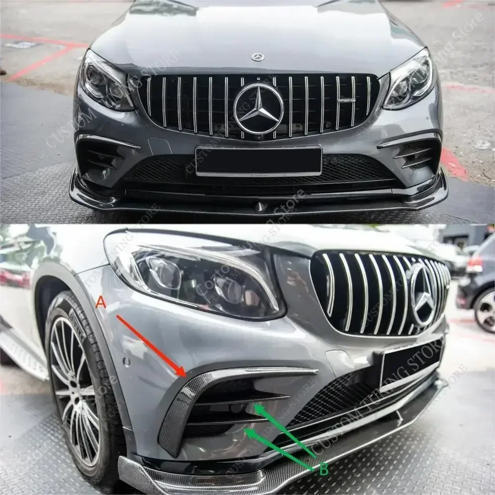 메르세데스 GLC X253 C253 글로스 ABS 프론트 범퍼 카나드 GLC43 GLC AMG 라인 2016-2019 Pre-LCi 안개등 트림 바디 키트