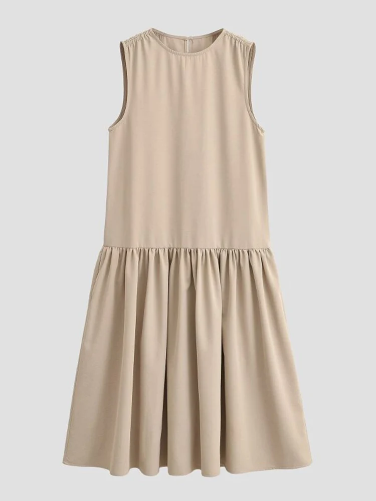 

2026 Women Summer Mini Tank Dress Fashion Sweet Solid O-Neck Sleeveless Female Elegant Street Dresses Clothing