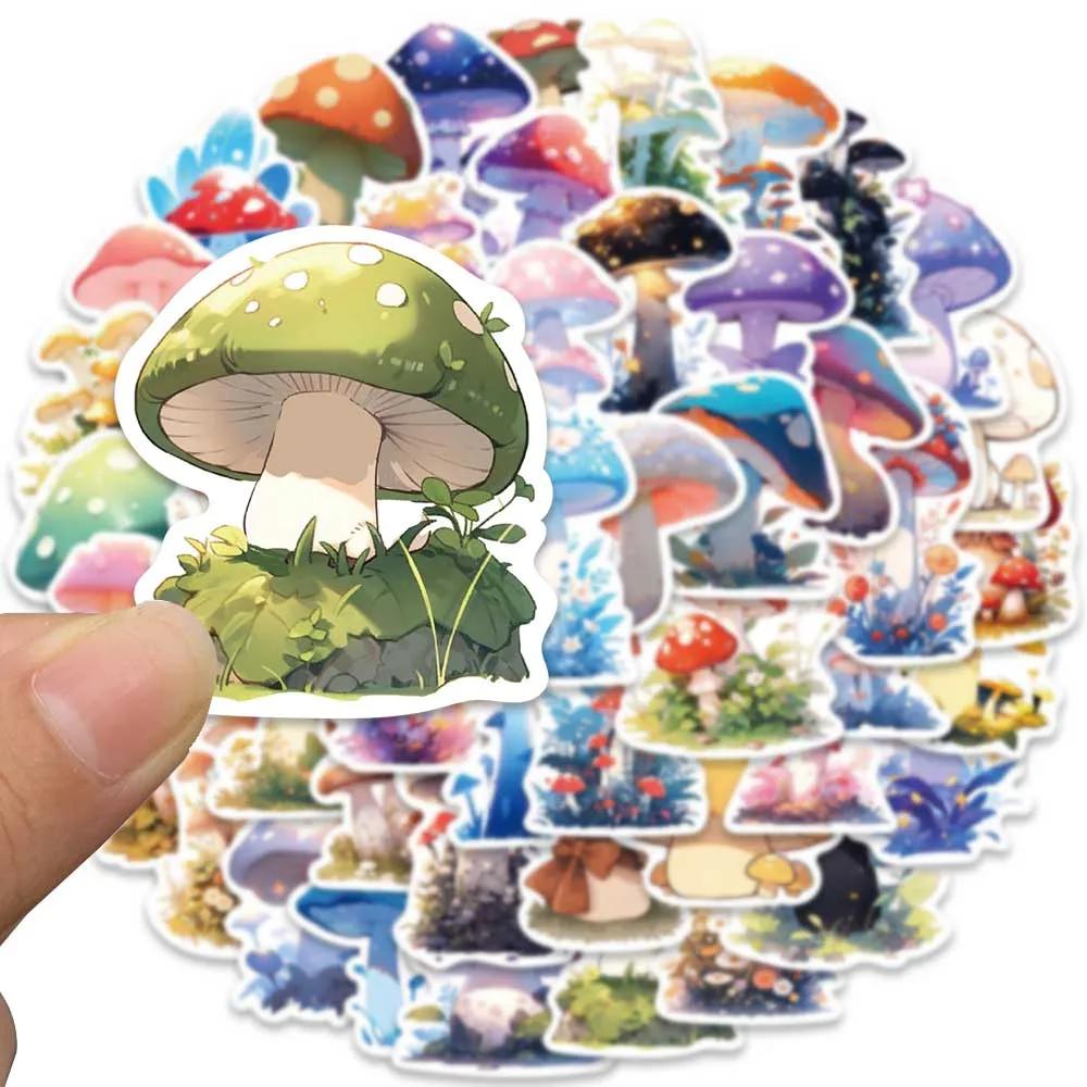 50pcs Cute Cartoon Plants Mushroom Stickers For Laptop Phone Water Bottle Guitar Luggage Waterproof Graffiti Vinyl Decals