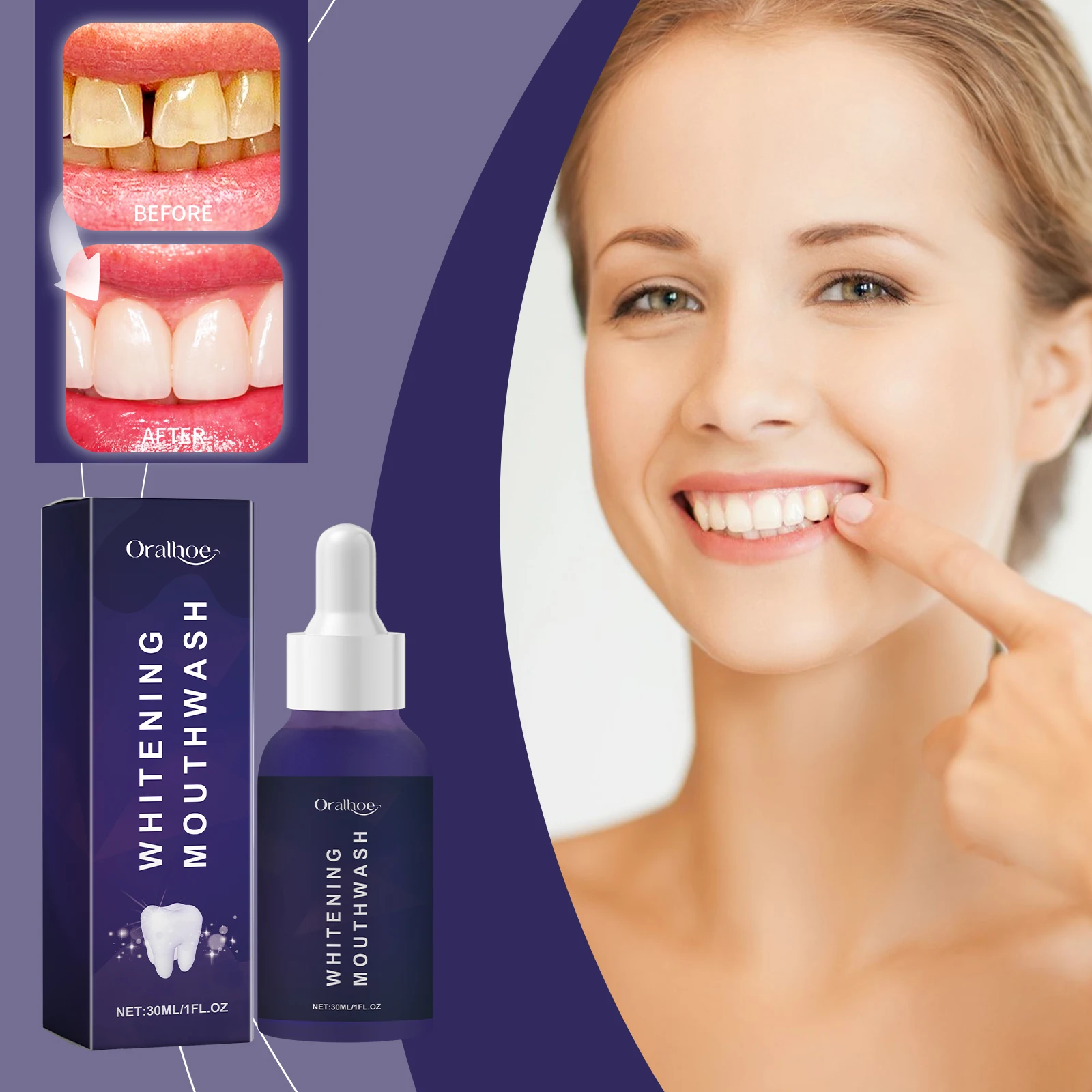 Enjuague bucal de coco correcto púrpura, larga duración, sin Alcohol, refrescante, limpieza bucal, pasta de dientes iluminadora, cuidado bucal