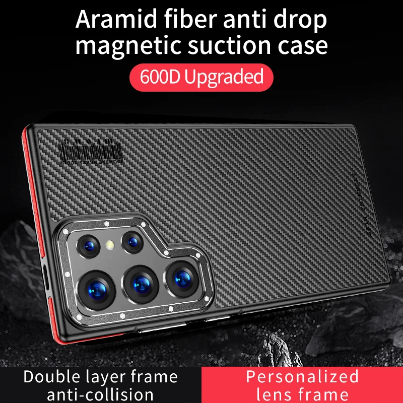 Real Kevlar Aramid Fiber Magnetic Wireless Charging Case for Samsung Galaxy S24 Ultra S24Ultra Shock Absorption Shockproof Cover
