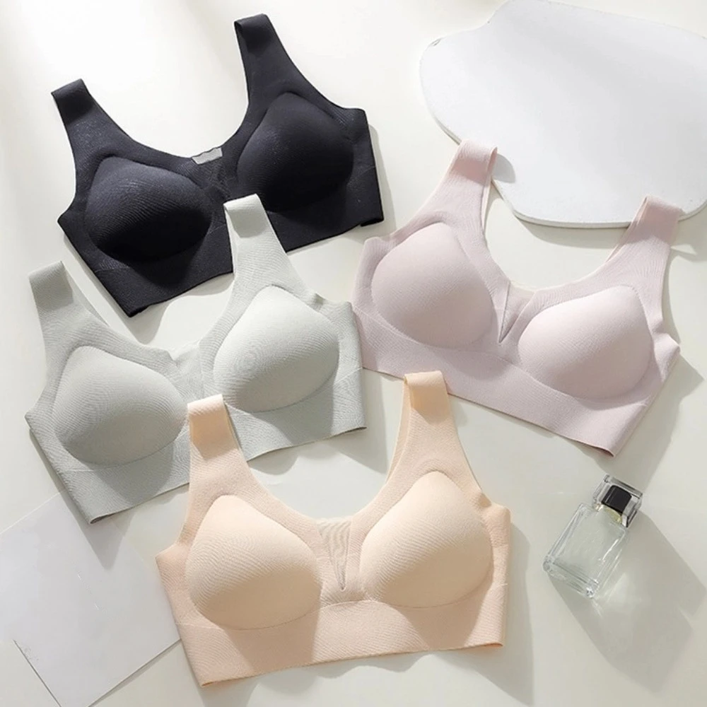 

Traceless Seamless Bra Shockproof Anti-sagging Wireless Deep V Bra Lingerie Solid Color Brassiere for Women Sport