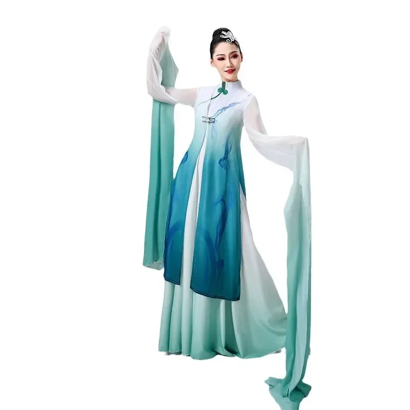 Klassische Tanzaufführungskleidung mit Wasserärmeln für Damen-Frühlingsfestgala im gleichen Stil im chinesischen Stil