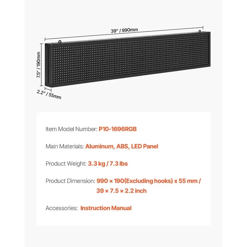 40x8 en letrero LED programable tablero de pantalla de desplazamiento digital P10 a todo color